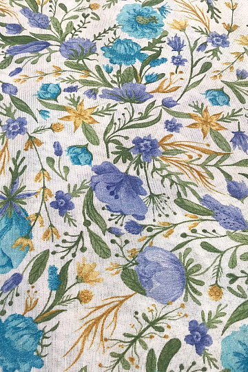 Tissu déco CLARA fleurs turquoise