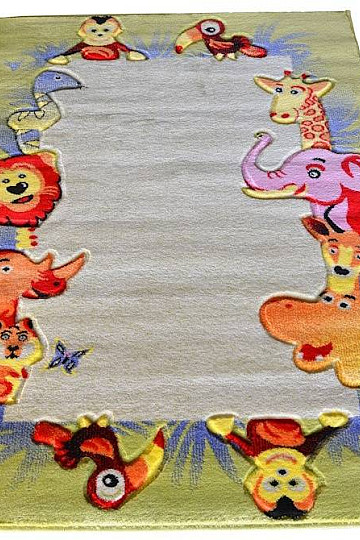 Tapis enfant KIDS SAFARI vert-crème