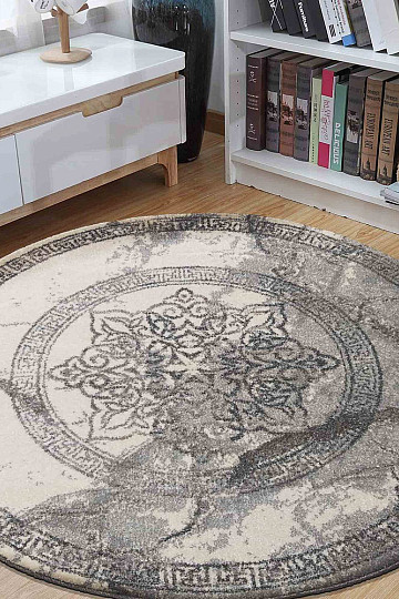 Tapis moderne cercle VISTA BLANC GRIS