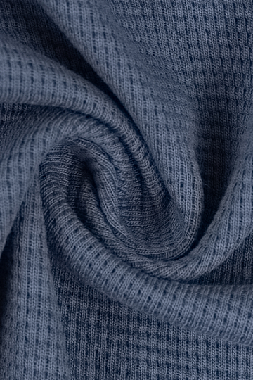 Maille coton tissage gaufré - bleu