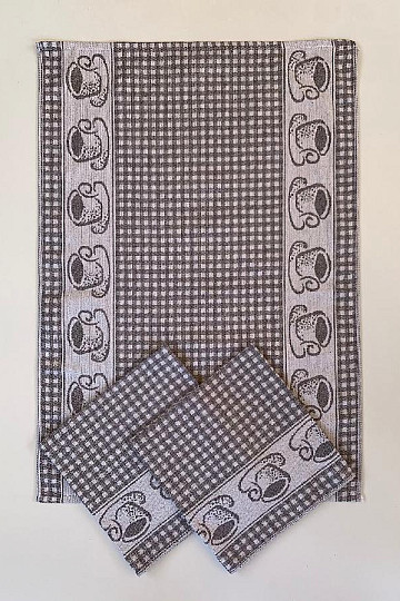 Serviettes Tasses à carreaux marron
