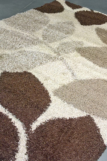 Tapis en pièces SHAGGY EXTRA feuilles beige