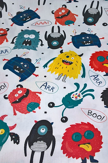 Satin de coton enfant MONSTERS digital
