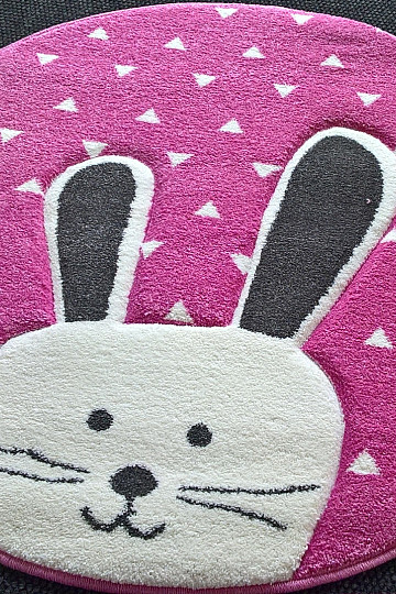 Tapis rond enfant PASTEL Bunny rose