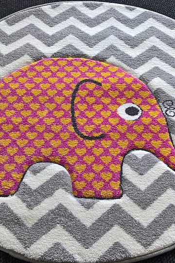 Tapis rond enfant PASTEL Éléphants
