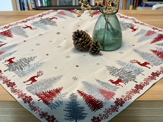 Nappes et foulards en tapisserie de Noël ARBRES AVEC CERF