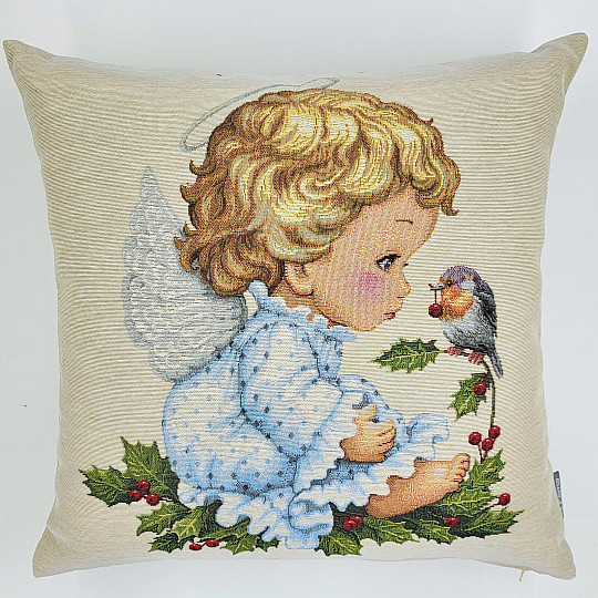 Tapisserie de Noël FILLE AVEC UN OISEAU