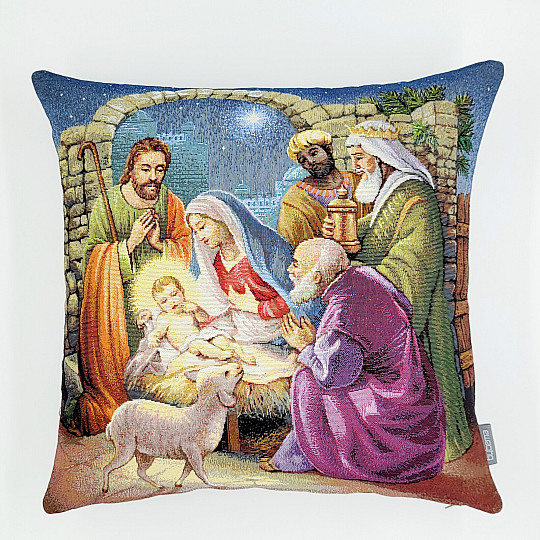 Couverture tapisserie de Noël LA NAISSANCE DE L'ENFANT JÉSUS