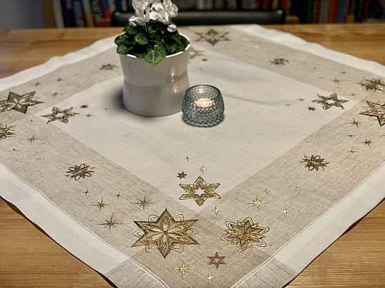 Nappe de Noël brodée, Châle Etoile