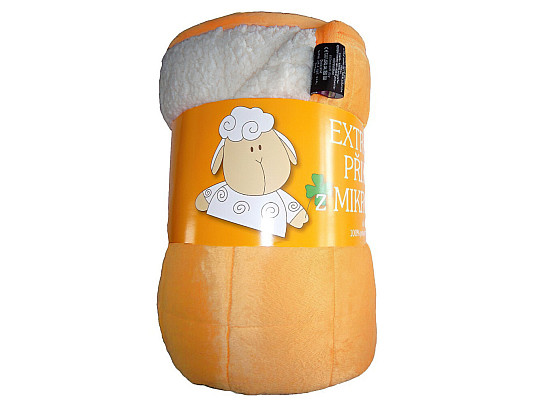 couverture microfibre EXTRA DOUCE MOUTON point orange clair