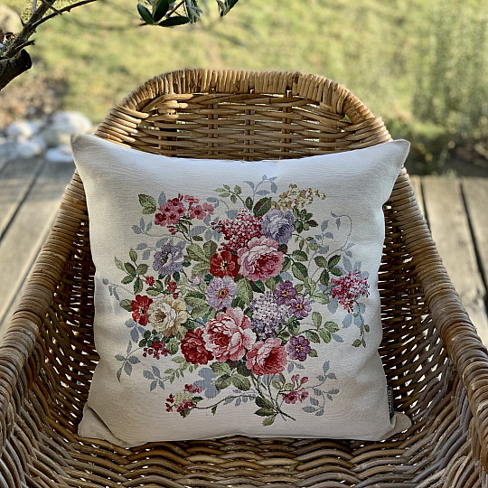 Housse de coussin tapisserie BOUQUET DE FLEURS