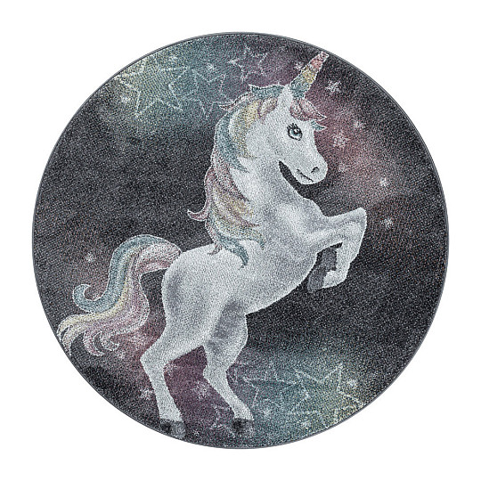 Tapis rond enfant FUNNY licorne gris