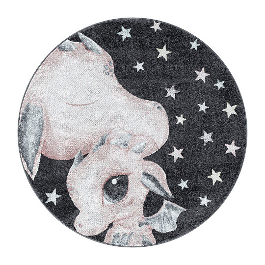 Tapis rond enfant FUNNY dragon rose