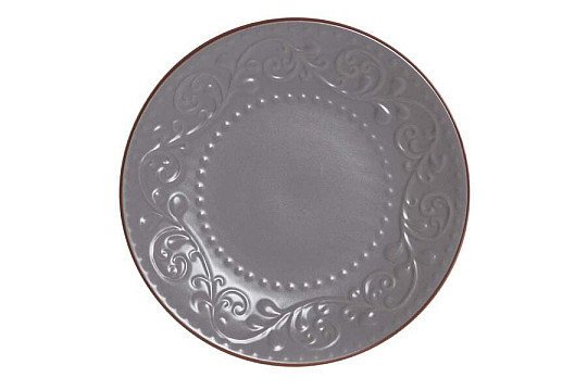 Assiette à dessert GRIS RELIEF 21x2,5cm gris