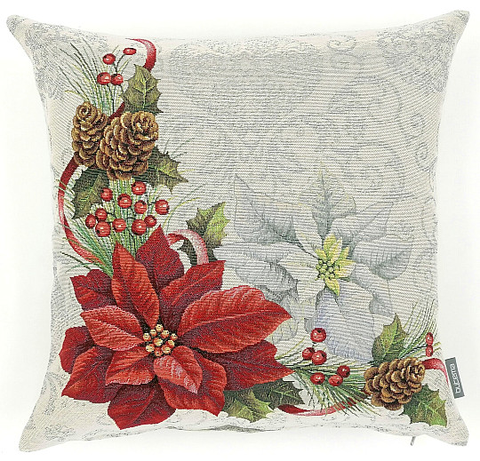 Housse tapisserie de Noël ROSE DE NOËL BLANCHE ET ROUGE