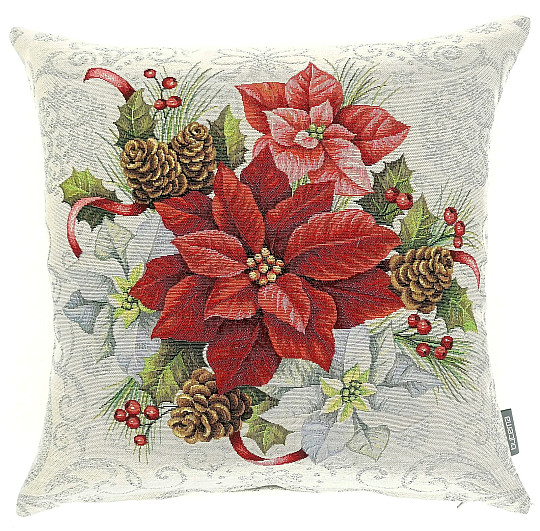 Couverture tapisserie de Noël CHRISTMAS ROSE ROUGE au milieu