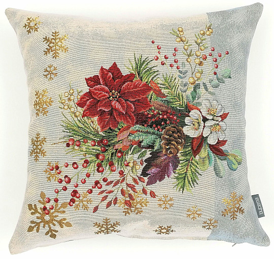 Couverture tapisserie de Noël BOUQUET DE NOËL À BANDE GRISE