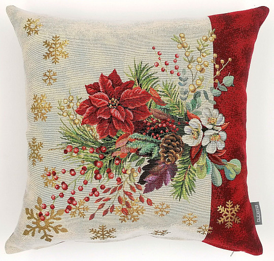 Couverture tapisserie de Noël BOUQUET DE NOËL À BANDE ROUGE