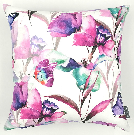 Housse de coussin CATALEYA violet-turquoise