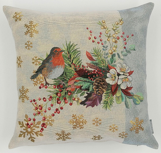 Housse tapisserie de Noël OISEAU DE NOËL À BANDE GRISE