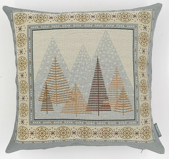 Housse tapisserie de Noël ARBRES GRIS-MARRON