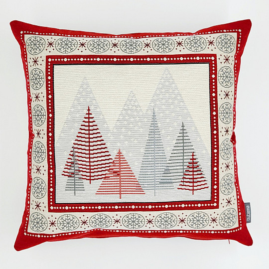 Housse tapisserie de Noël ARBRES ROUGES