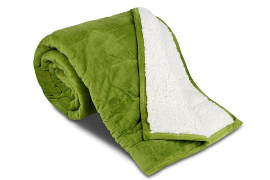 Couverture microfibre EXTRA DOUCE MOUTON point kaki