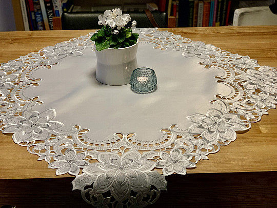 Nappe de Noël brodée Étoile Argentée