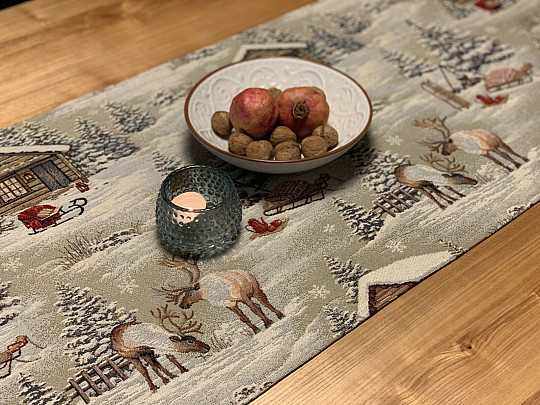 Nappe tapisserie, écharpe PAYSAGE D&#39;HIVER TOUT