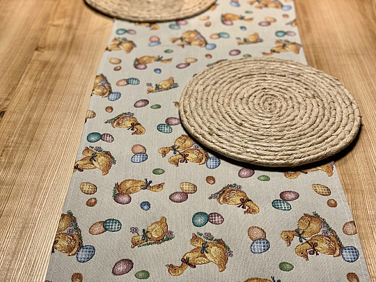 Nappe et foulards Gobelin Pâques JAUNE BURNS