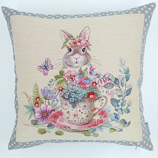 Housse de coussin tapisserie BARE IN A MUG gris