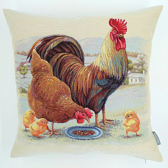 Housse de coussin Gobelin FAMILLE POULET