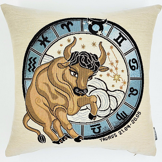 Housse de coussin tapisserie TAUREAU
