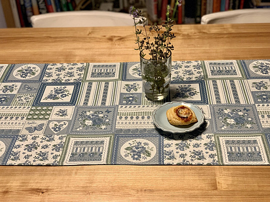 Nappe et châle TOSCANA VALERY PATCHWORK bleu