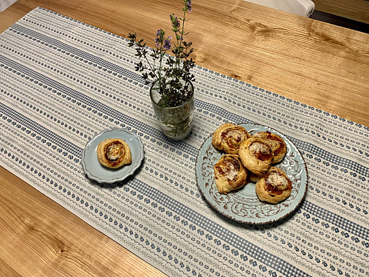 Nappe et châle TOSCANA VALERY RIGA rayure bleue