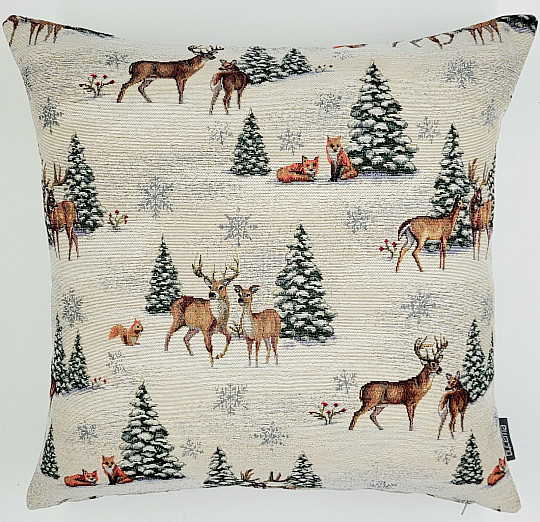 Housse tapisserie de Noël ANIMAUX PRÈS DE L'ARBRE