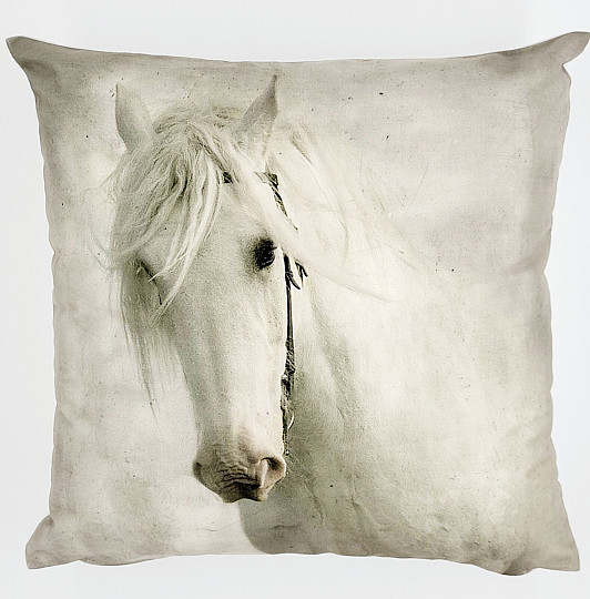 Housse de coussin déco CHEVAL BLANC