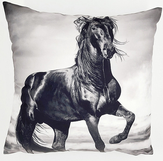 Taie d&#39;oreiller décorative CHEVAL NOIR