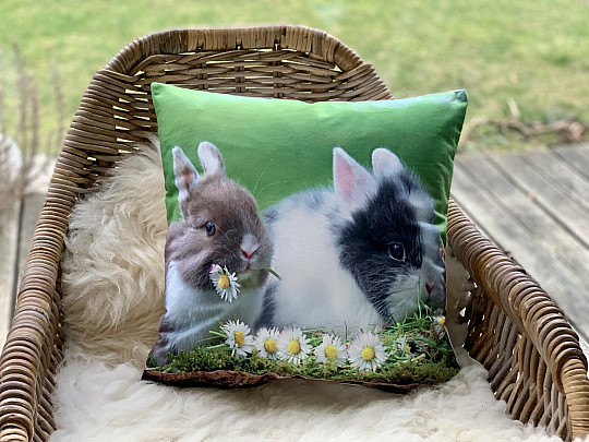 Couverture décoration de Pâques LAPIN ET MARGUERITES