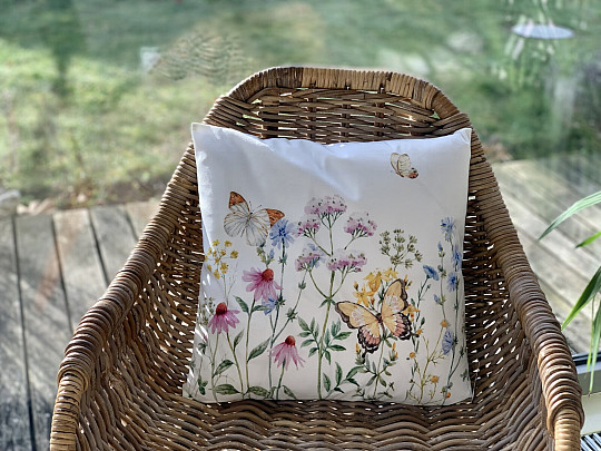 Housse de coussin déco PAPILLON PRAIRIE