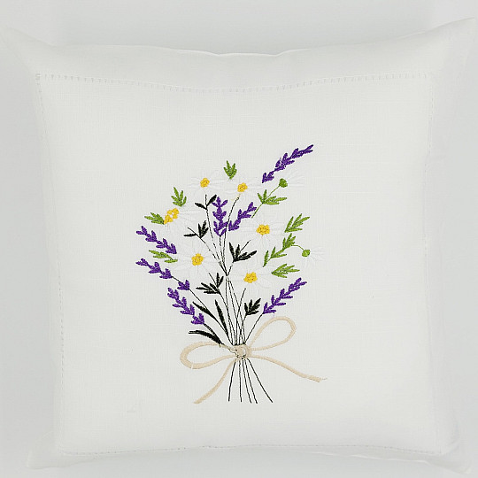 Taie d&#39;oreiller brodée BOUQUET MARGUERITE