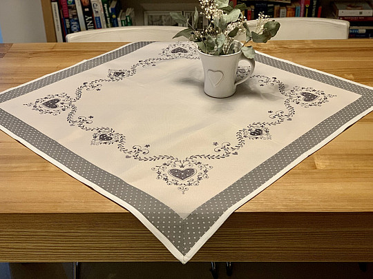 Nappe et écharpe brodées SDRCE GRIS