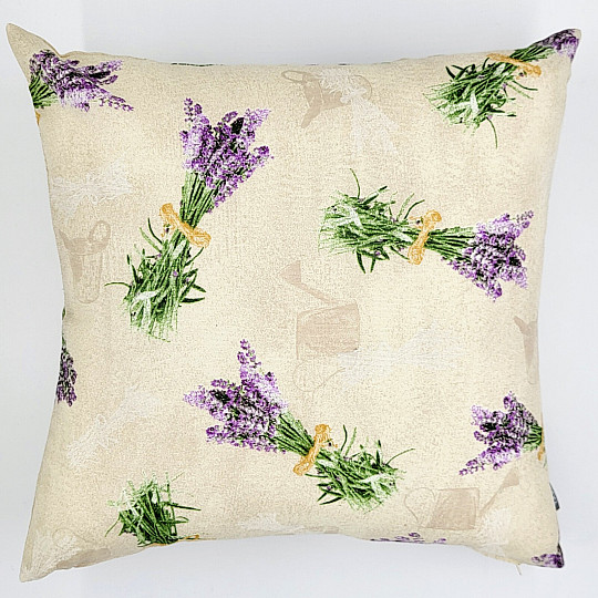 Taie d&#39;oreiller décorative BOUQUET DE LAVANDE CRÈME
