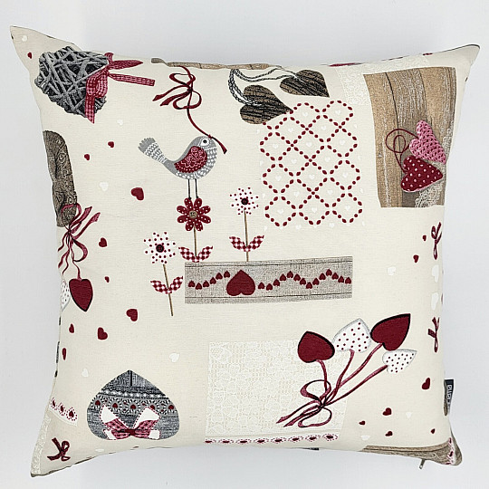 Housse de coussin déco TM PATCHWORK bordeaux