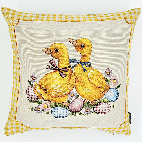 Housse de coussin tapisserie HUŠIČKY CARREAUX JAUNES