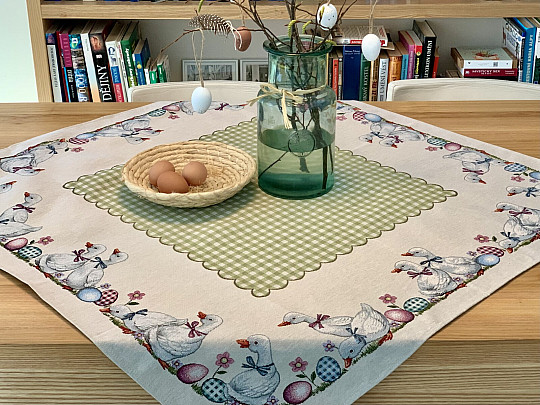 Nappe et écharpe tapisserie HUSIČKA ZELENÉ KÁRO