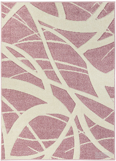 Tapis en pièce PORTLAND rose et blanc