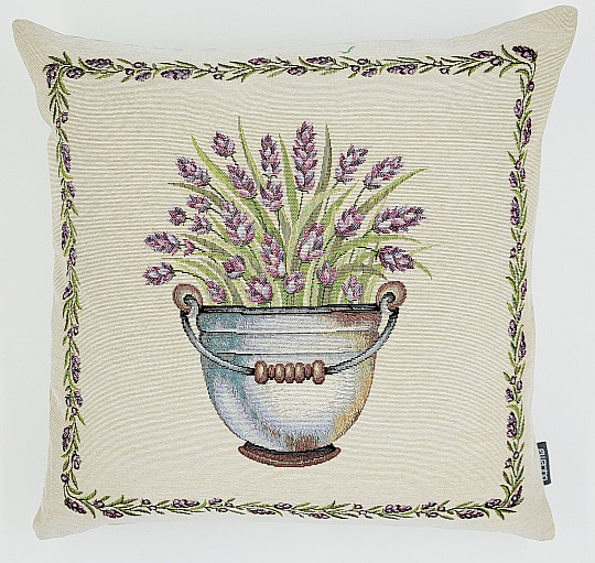 Housse de coussin tapisserie LAVANDE DANS UN SEAU