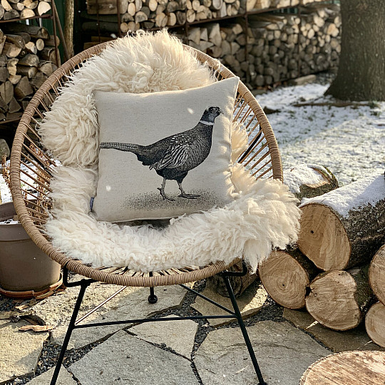 Housse de coussin Gobelin FAISAN gris