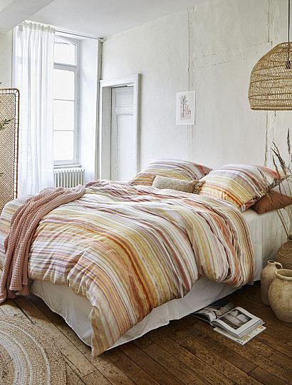 IRISETTE luxueux satin de coton MAGIC 50 rayures orange